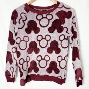 Disney Mickey Mouse Print Soft Fleece Women's Pullover Sweatshirt Size S